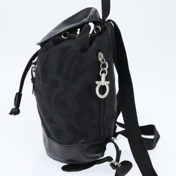 Salvatore Ferragamo Gancini Backpack Nylon Leather Black Silver Auth bs30419 main image 10